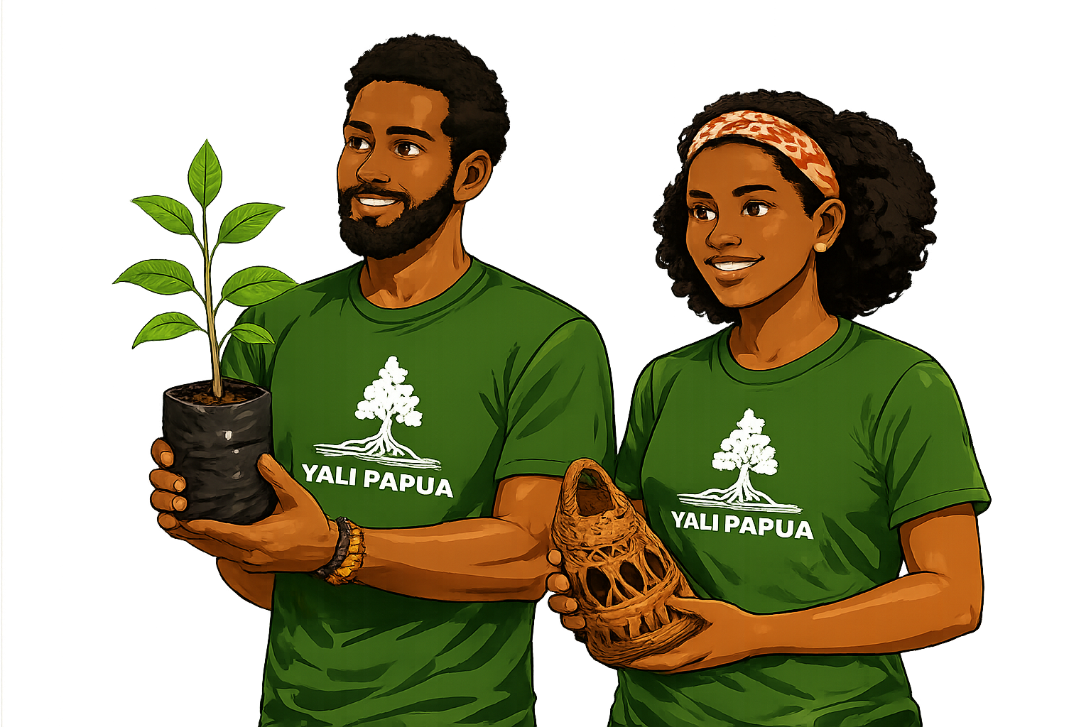 Ilustrasi 2 orang YALI Papua